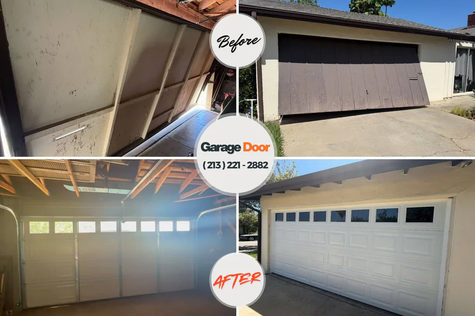 Before and after: garage door repair Lomira, WI